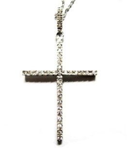 Croce in oro bianco 18 kt con zirconi