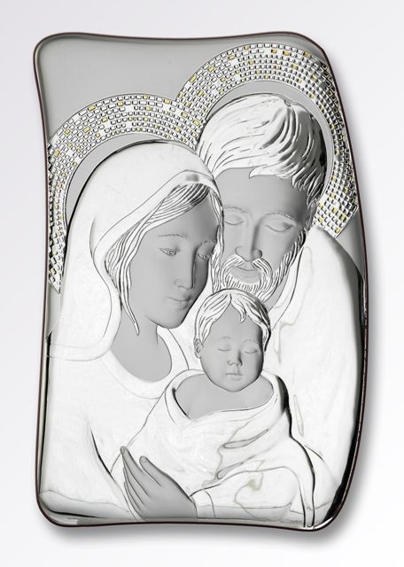 Icona Sacra Famiglia Atelier Argenti in argento 925 e legno cm 7x10