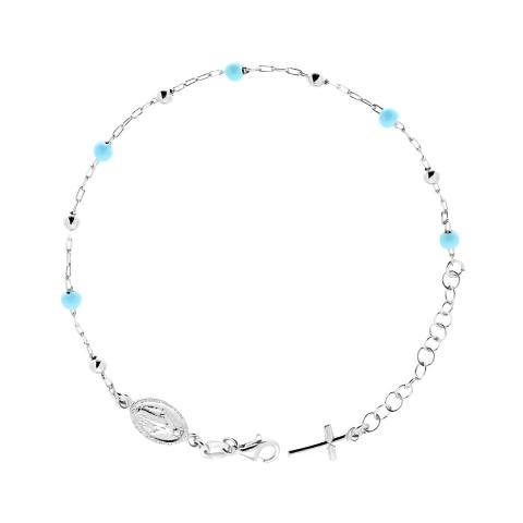 Bracciale bimbo rosario in argento e sfere azzurre