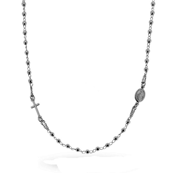 Collana rosario a girocollo in argento da 50 cm + 2.