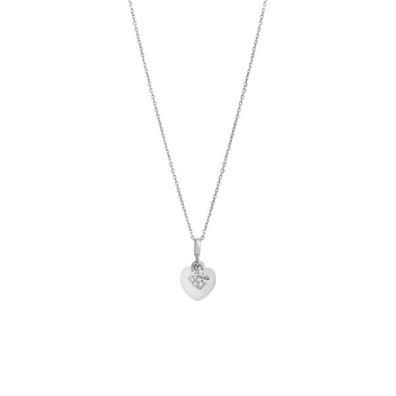 Collana da donna Chi Mi Ama Gioielli in argento 925 con ciondolo a forma di cuore e punto luce di zircone codice 130083.