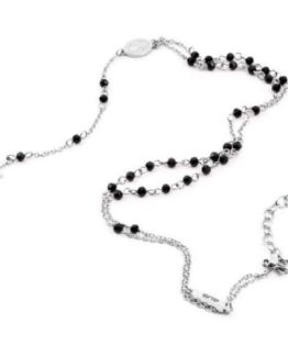 Collana rosario classico in acciaio con grani neri 4us Cesare Paciotti modello 4UCL4044.