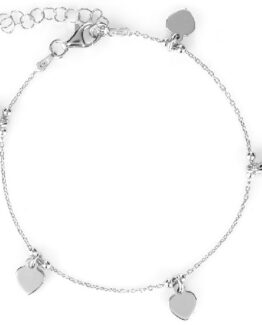 Bracciale da donna in argento 925 con ciondoli cuore pendenti 120053.